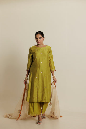 Pear Green Aari-Zardozi Embroidered Kurta Set