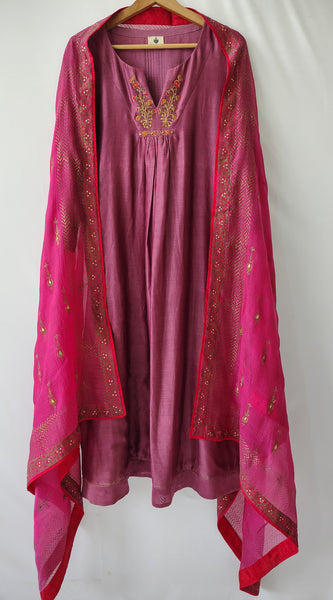 Purple Gota Patti Hand Embroidered Suit with Dupatta