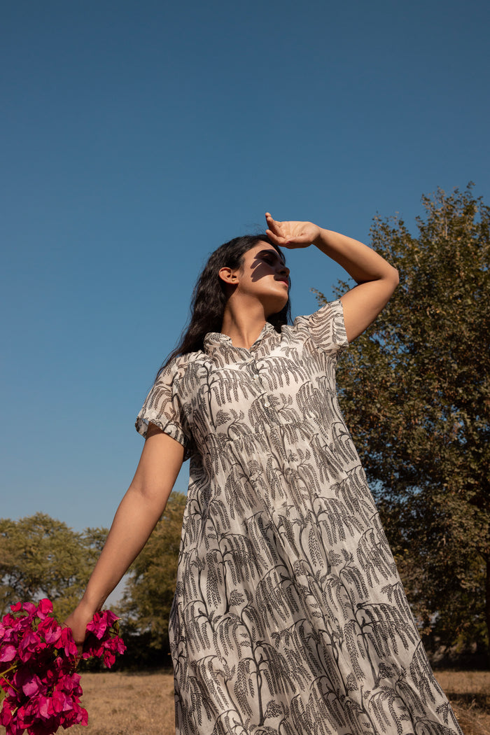 Sheer Chanderi Midi Dress