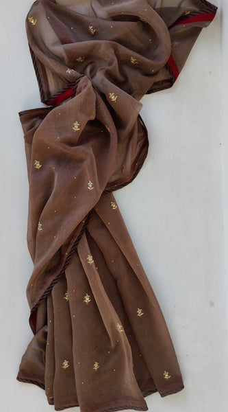Taupe Dilphool saree