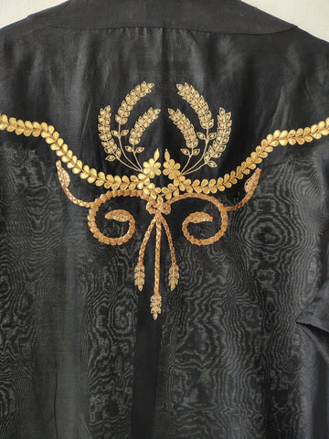 Back view of a Black shirt with gold gotapatti embroidery