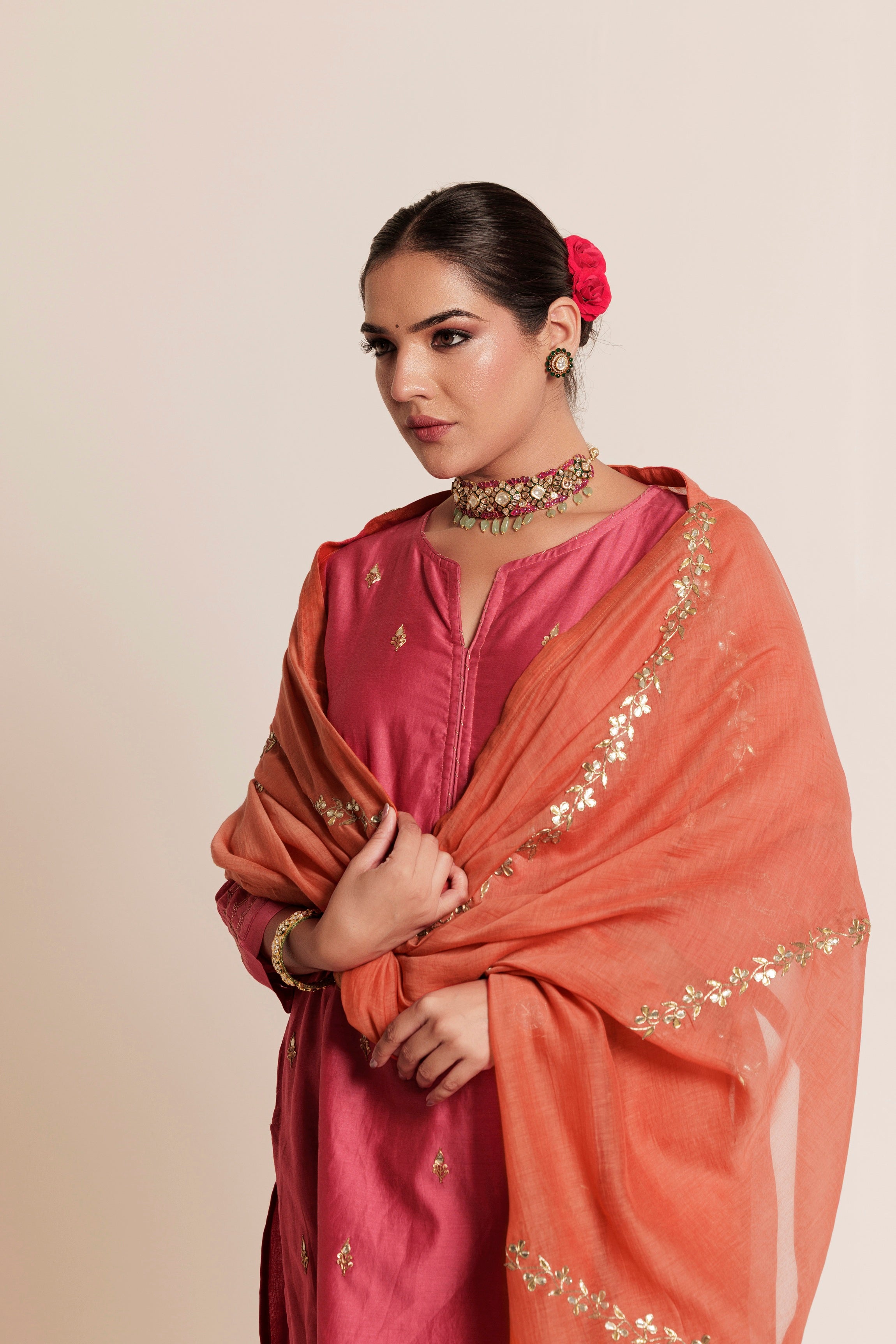 Blush Gota-Patti Handwork Chanderi Dupatta