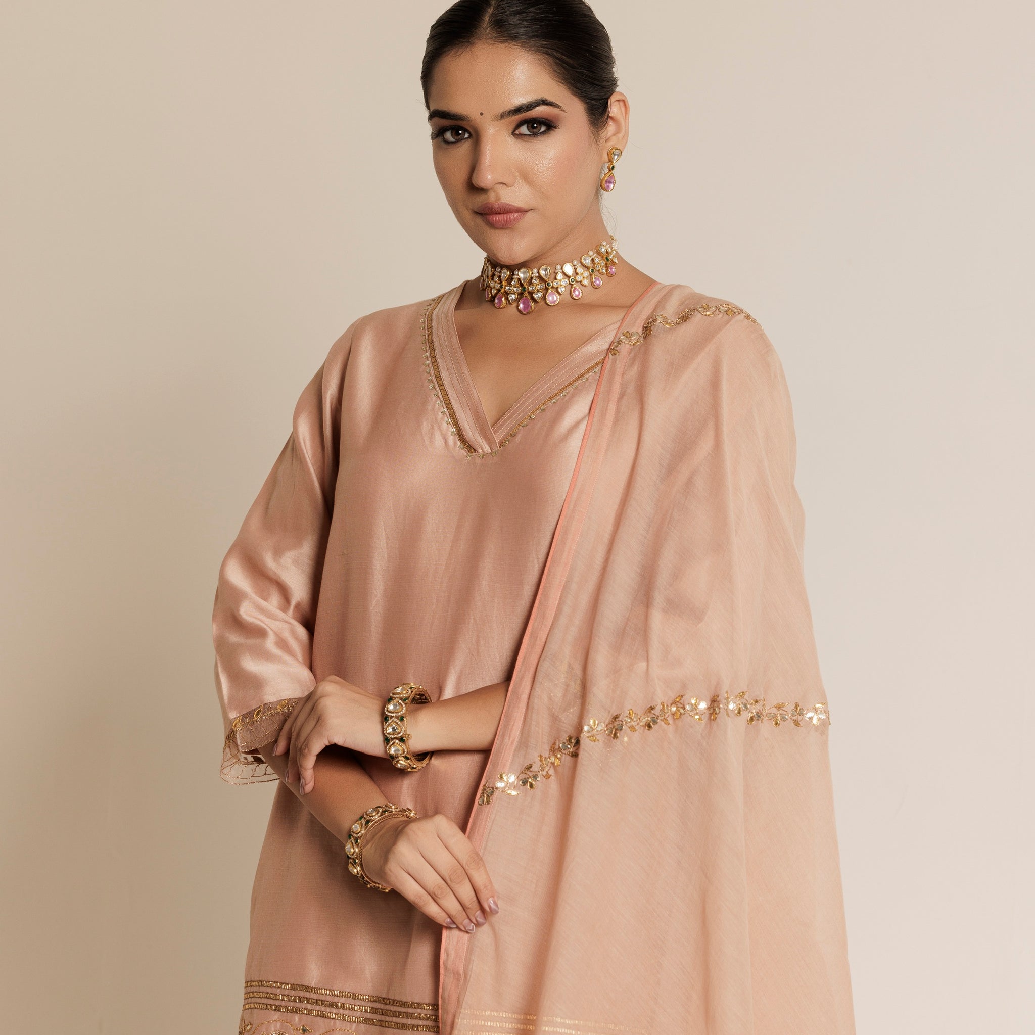 Blush Gota-Patti Handwork Chanderi Dupatta