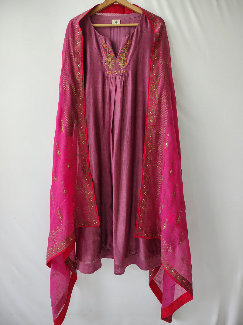 Purple Gota Patti Hand Embroidered Suit with Dupatta
