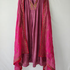 Purple Gota Patti Hand Embroidered Suit with Dupatta