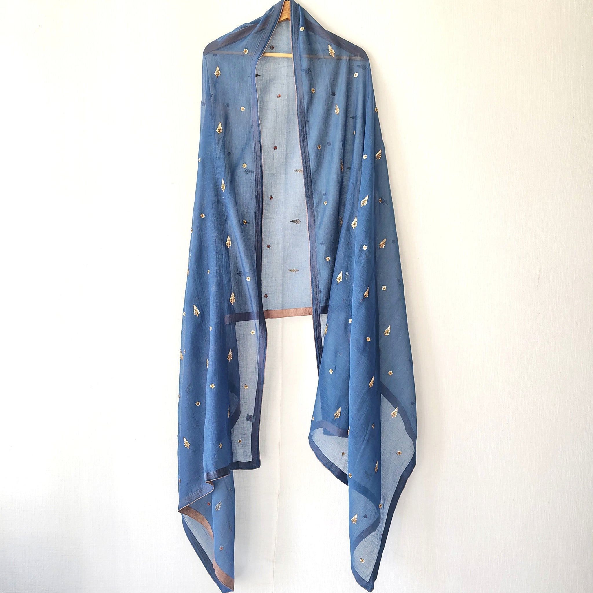 Blue Chanderi Gota Patti Embroidered Dupatta