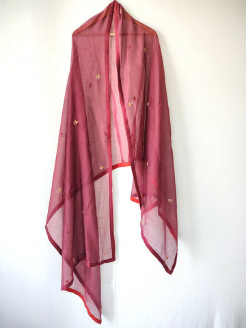 Maroon Gota Patti Hand Embroidered Festive Dupatta