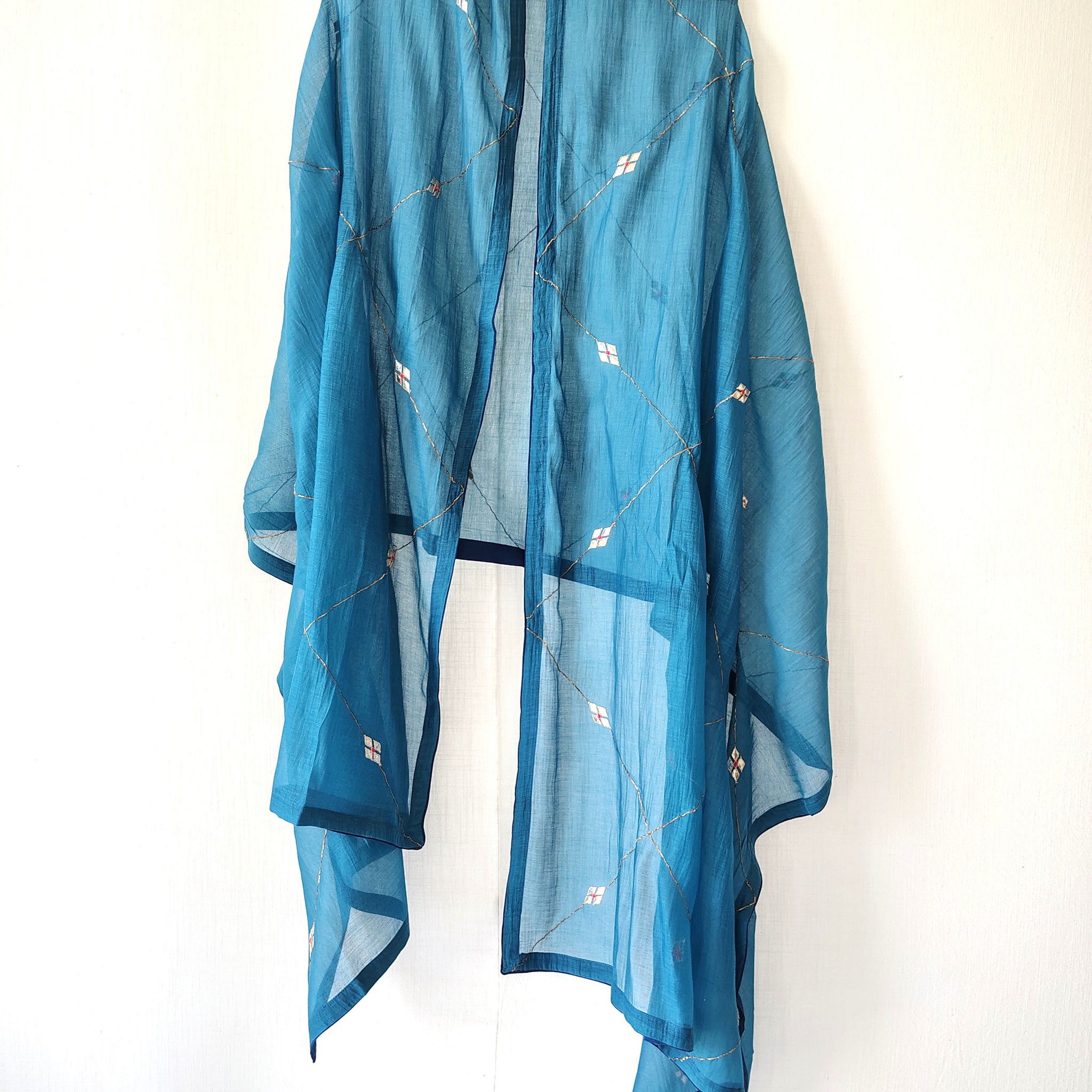 Teal Gota Patti Hand Embroidered Festive Dupatta