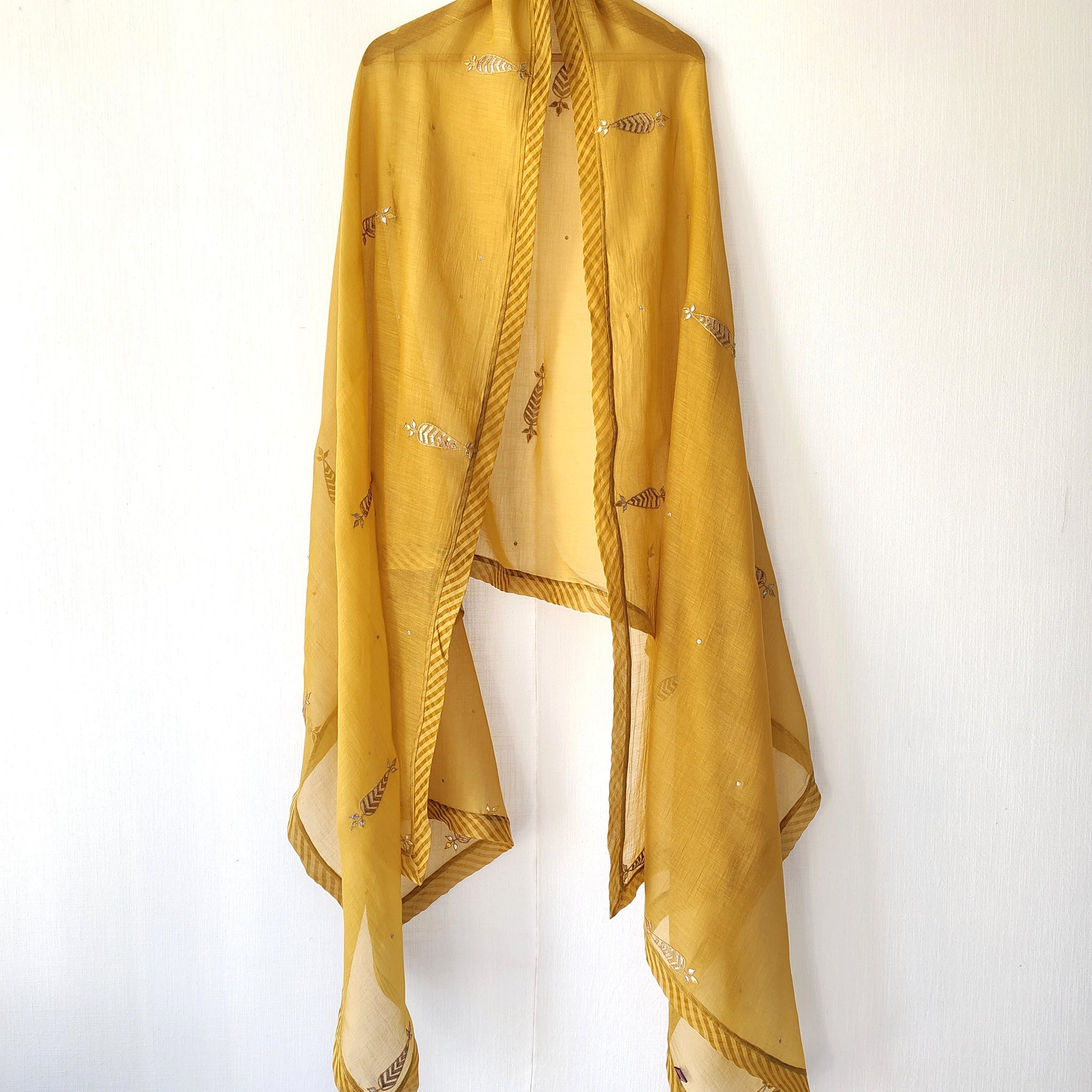 Mustard Gota-Patti Cotton Silk Festive Dupatta