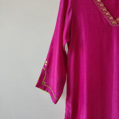Pink Gota Patti Hand Embroidered Kurta & Pant Set