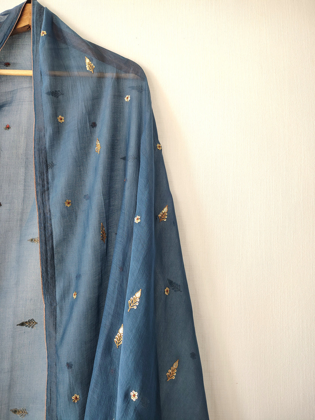 Blue Chanderi Gota Patti Embroidered Dupatta