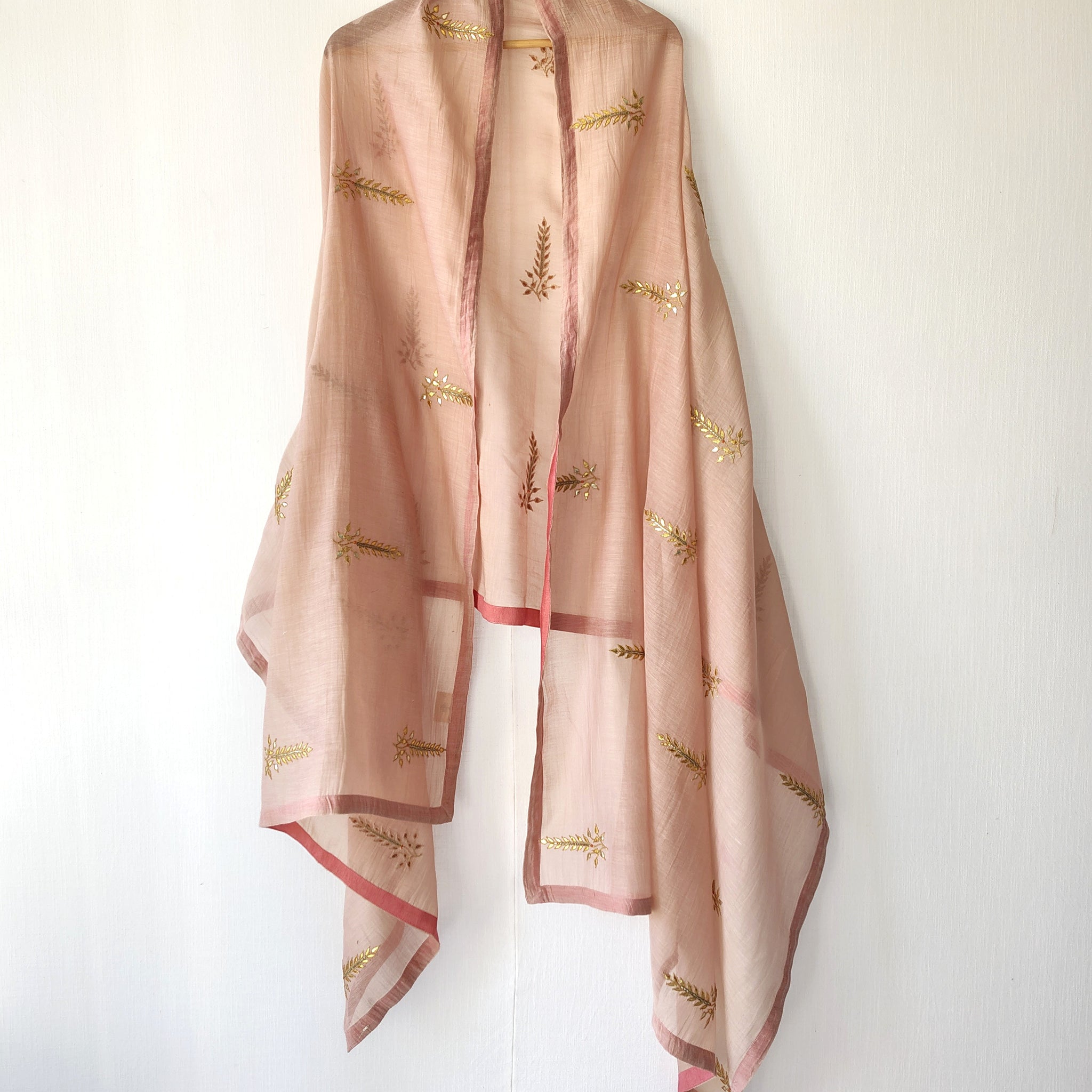 Dusty Rose Gota-Patti Chanderi Cotton Silk Festive Dupatta