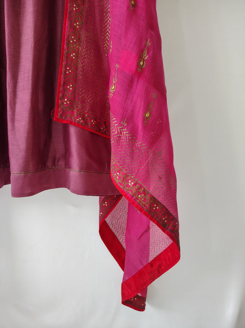 Purple Gota Patti Hand Embroidered Suit with Dupatta