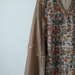 Floral Print Gota Patti Hand Embroidered Suit with Dupatta
