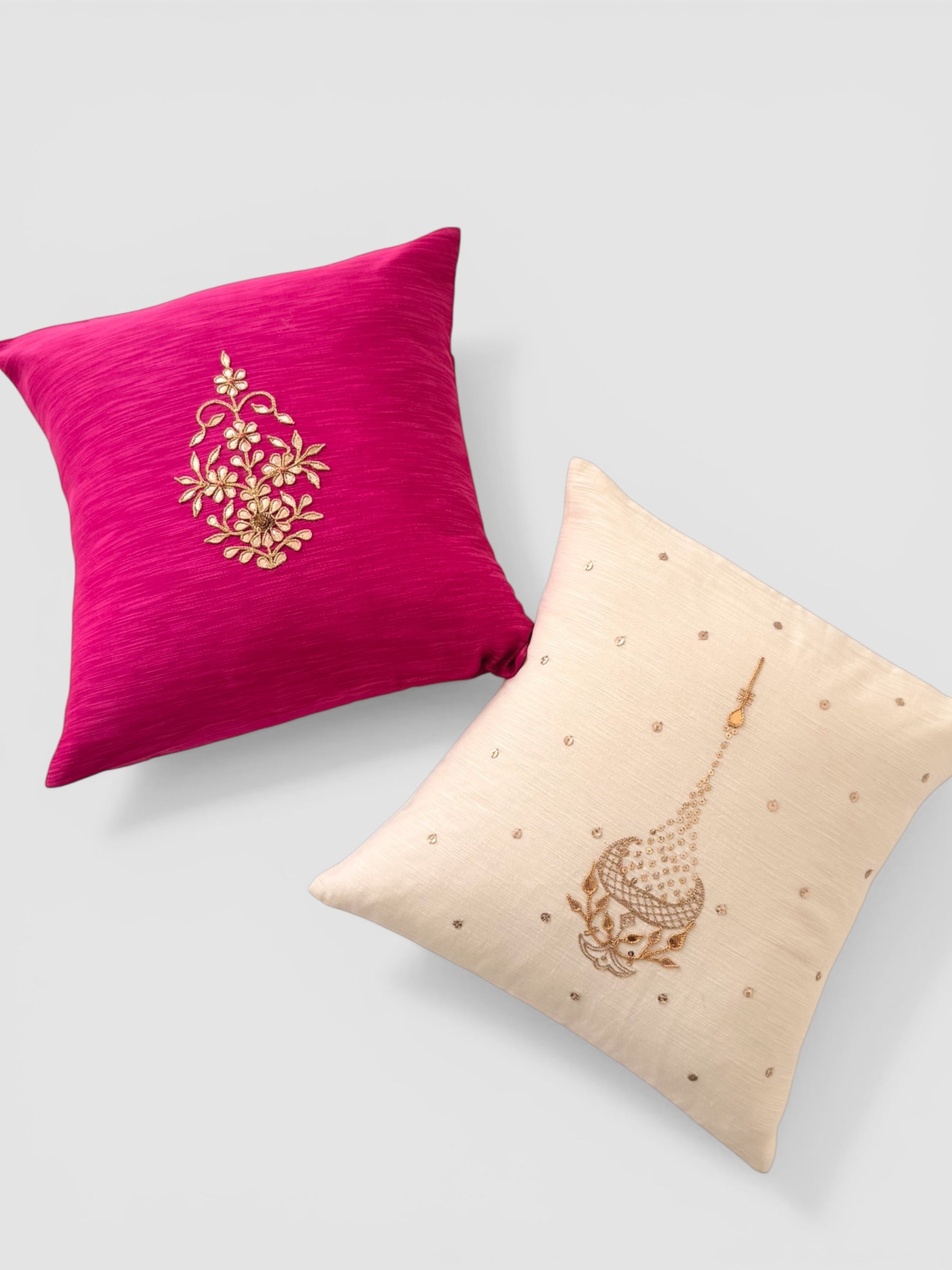Fuschia Gotapatti Buta Cushion Cover