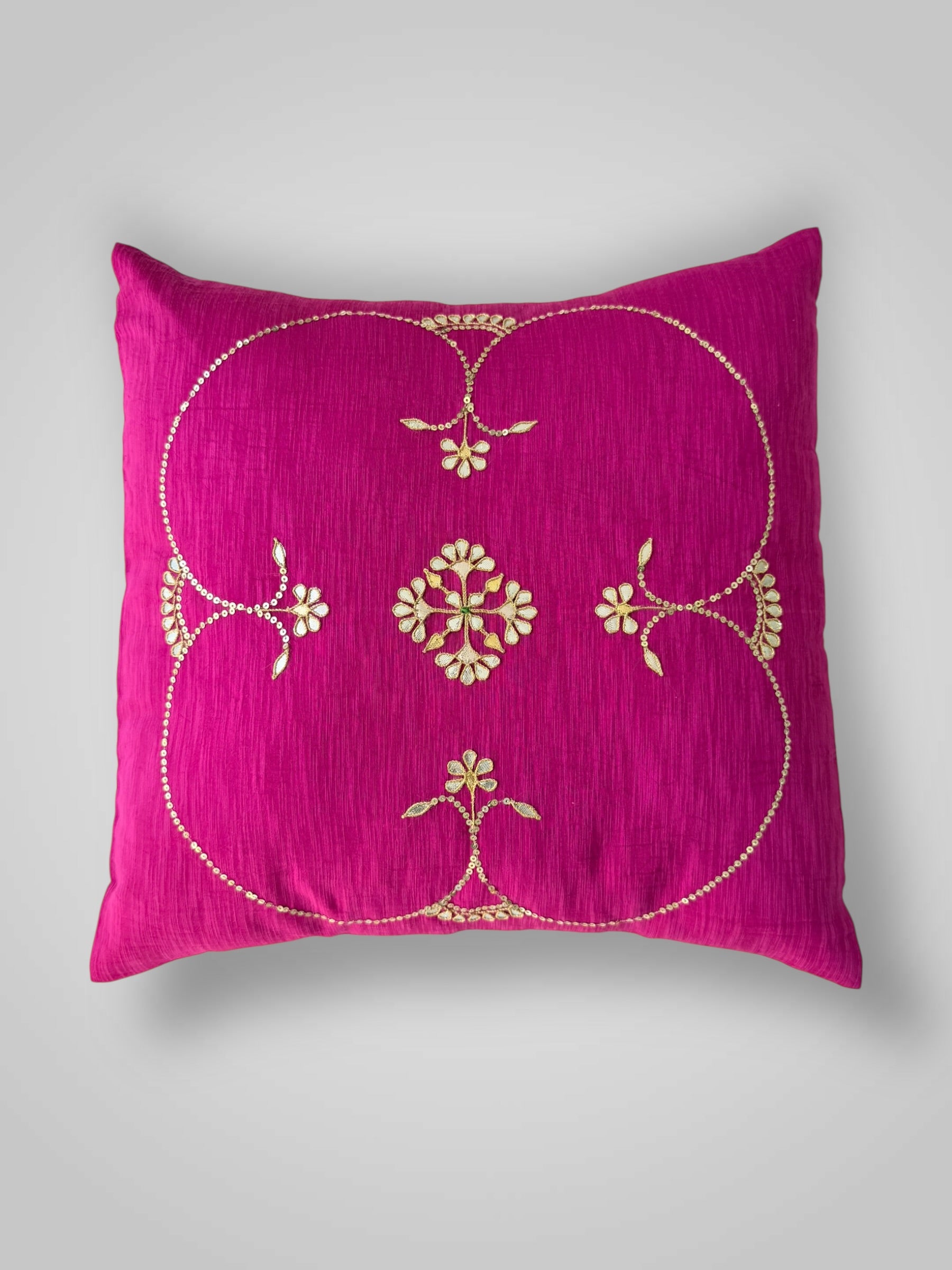 Fuschia Gotapatti Cushion Cover