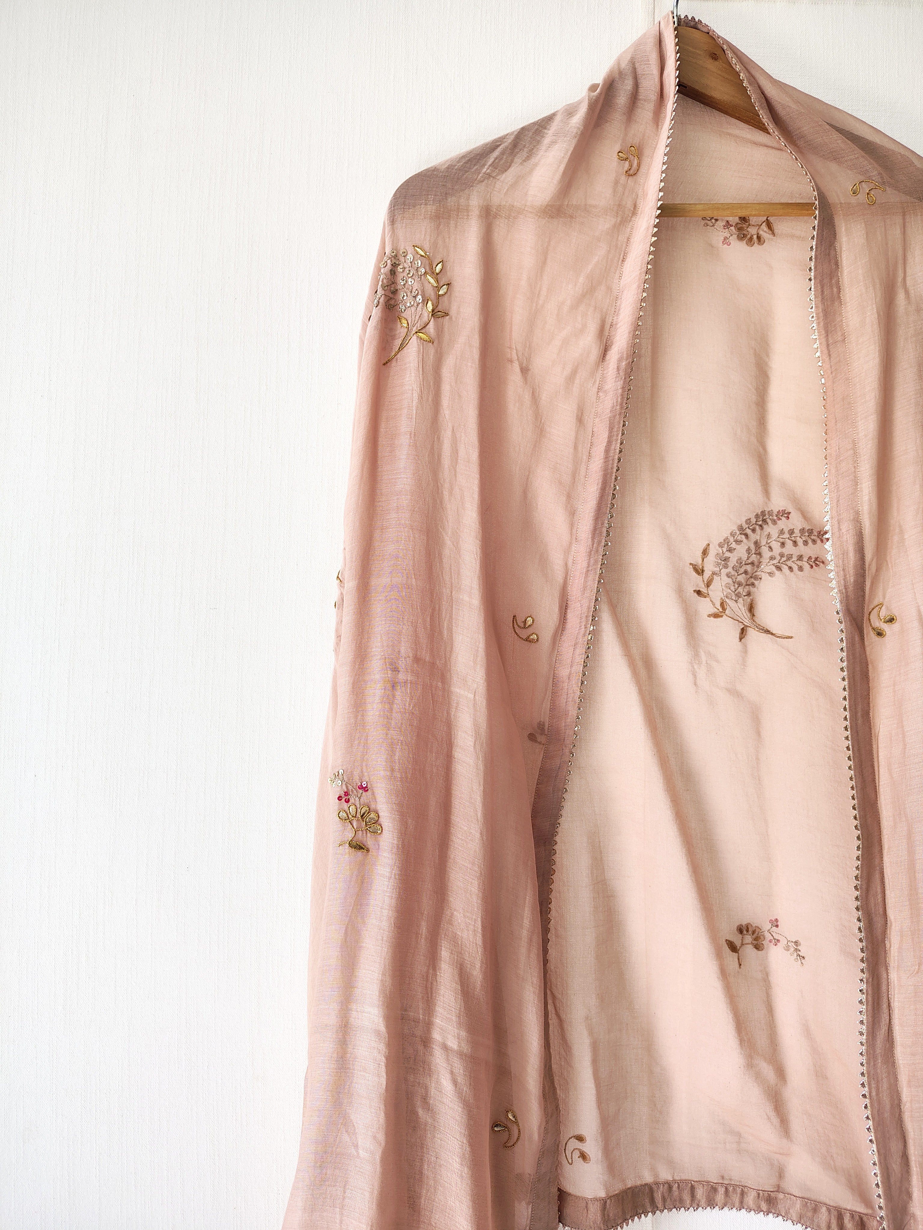 Amber Gold Gota Patti Floral Chanderi Dupatta