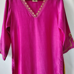 Pink Gota Patti Hand Embroidered Kurta & Pant Set