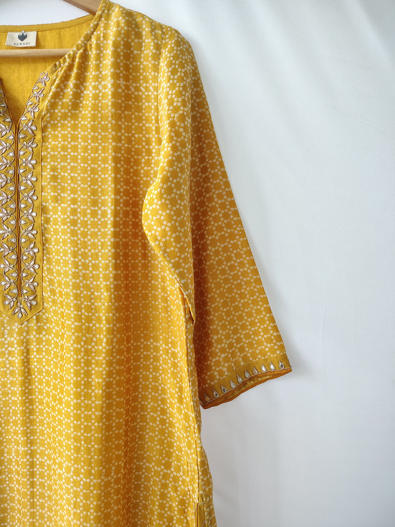 Mustard Gota Patti Hand Embroidered Suit with Dupatta