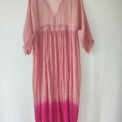 Dusty Rose Ombre Sheer Cotton Silk Midi Dress
