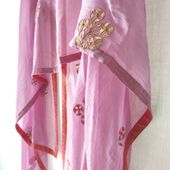 Festive Lavender Floral Hand Embroidered Gota Patti Dupatta