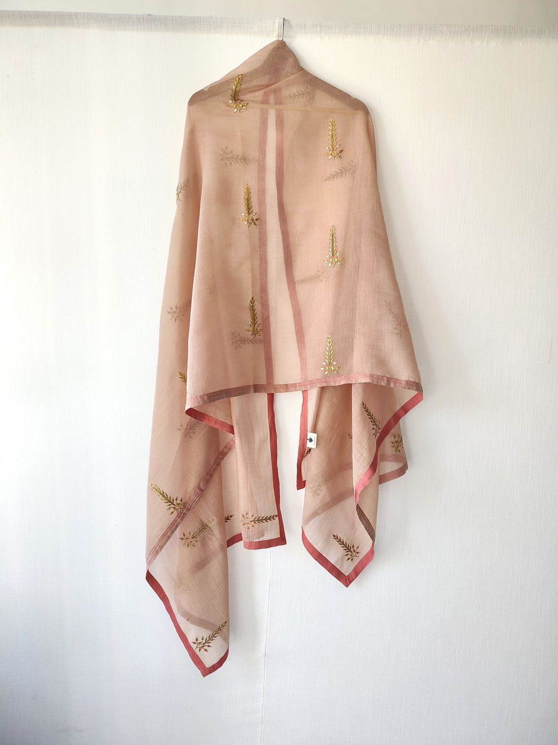 Dusty Rose Gota-Patti Chanderi Cotton Silk Festive Dupatta