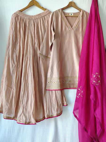 Light Pink Hand Embroidered Gota Patti Sharara Set