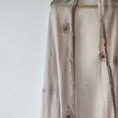 Light Grey Festive Floral Hand Embroidered Gota Patti Dupatta