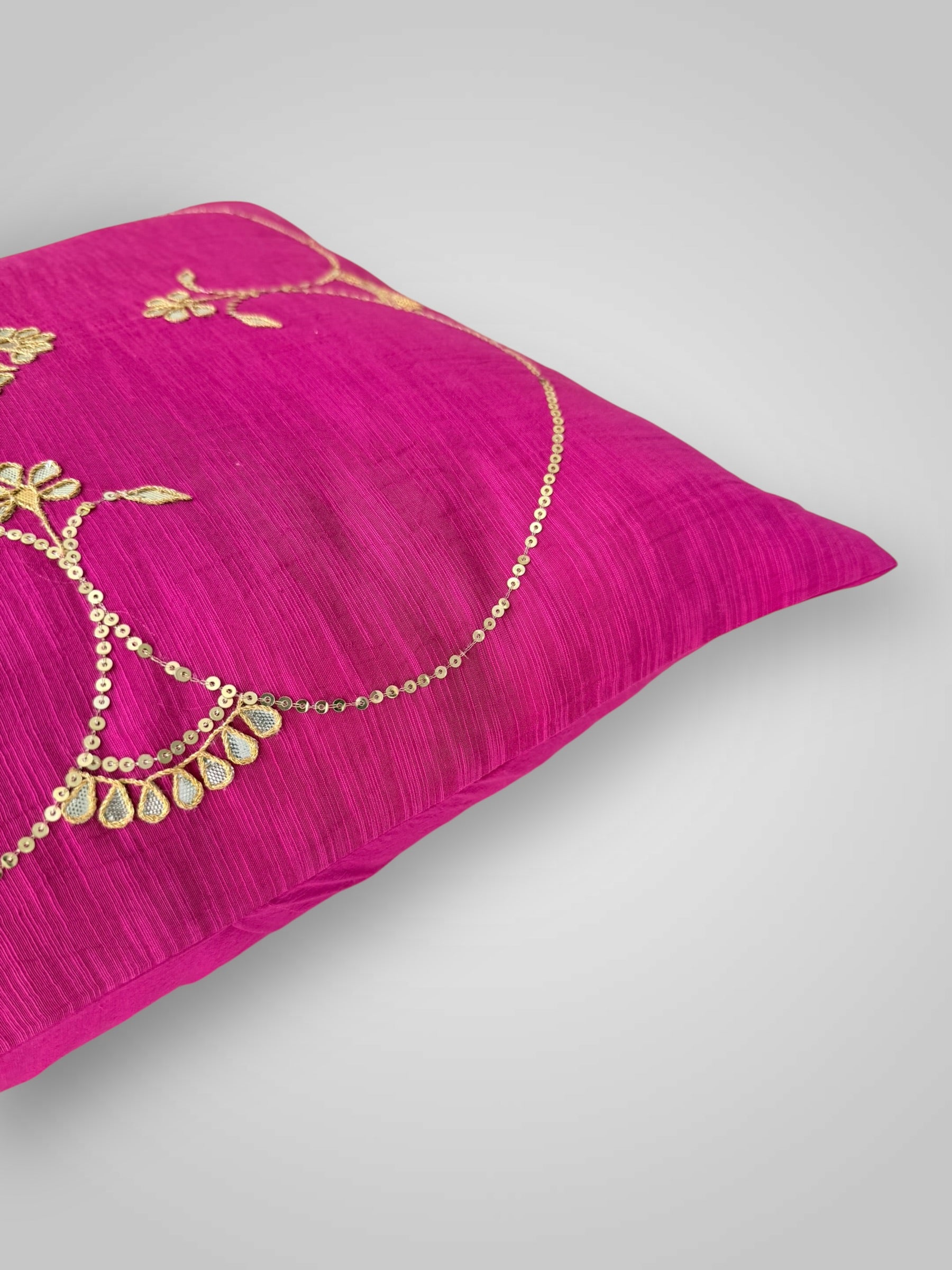 Fuschia Gotapatti Cushion Cover