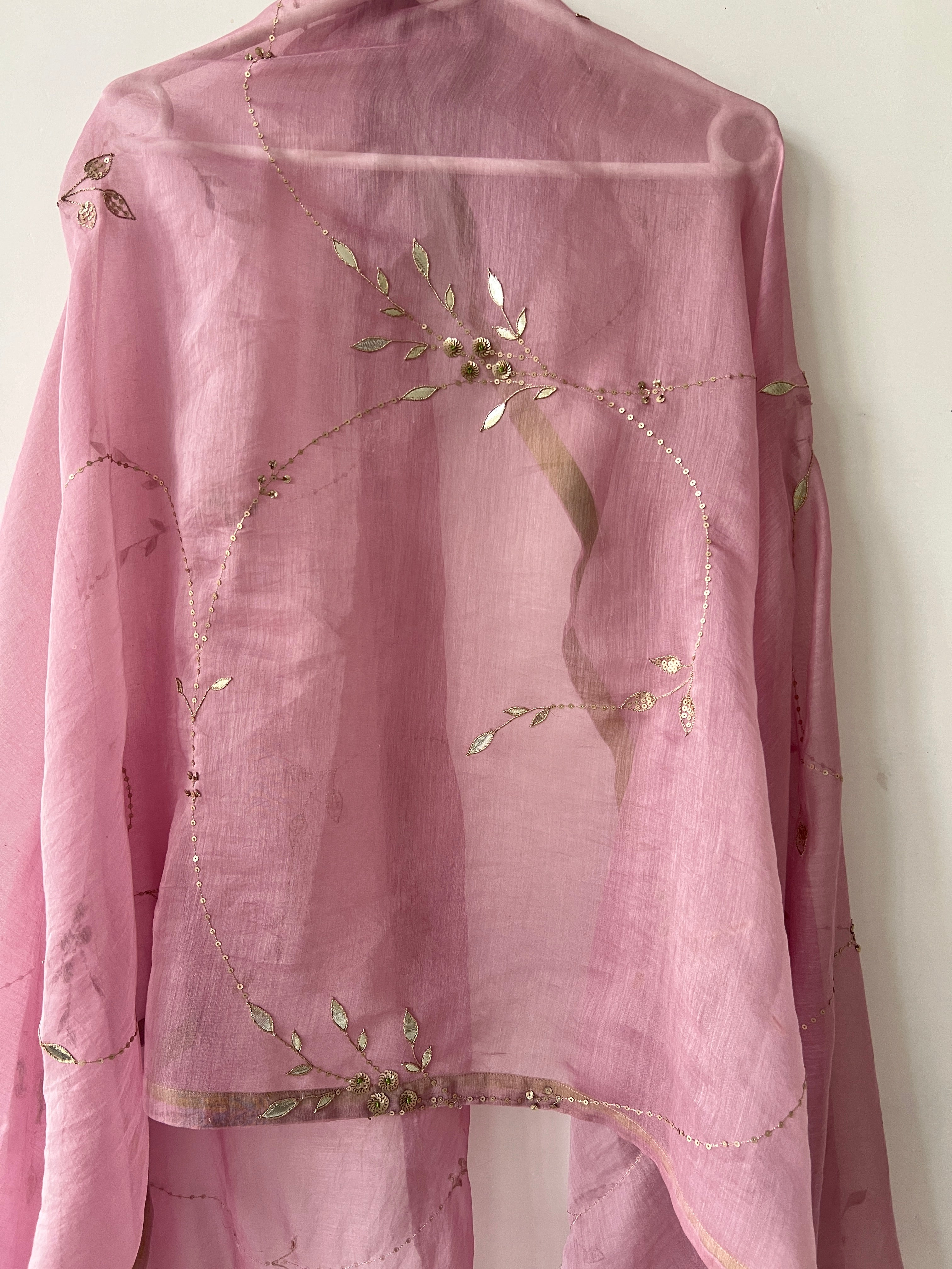 Lavender & Mustard Dandelion Bel Dupatta