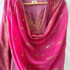 Purple Gota Patti Hand Embroidered Suit with Dupatta