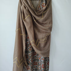 Floral Print Gota Patti Hand Embroidered Suit with Dupatta
