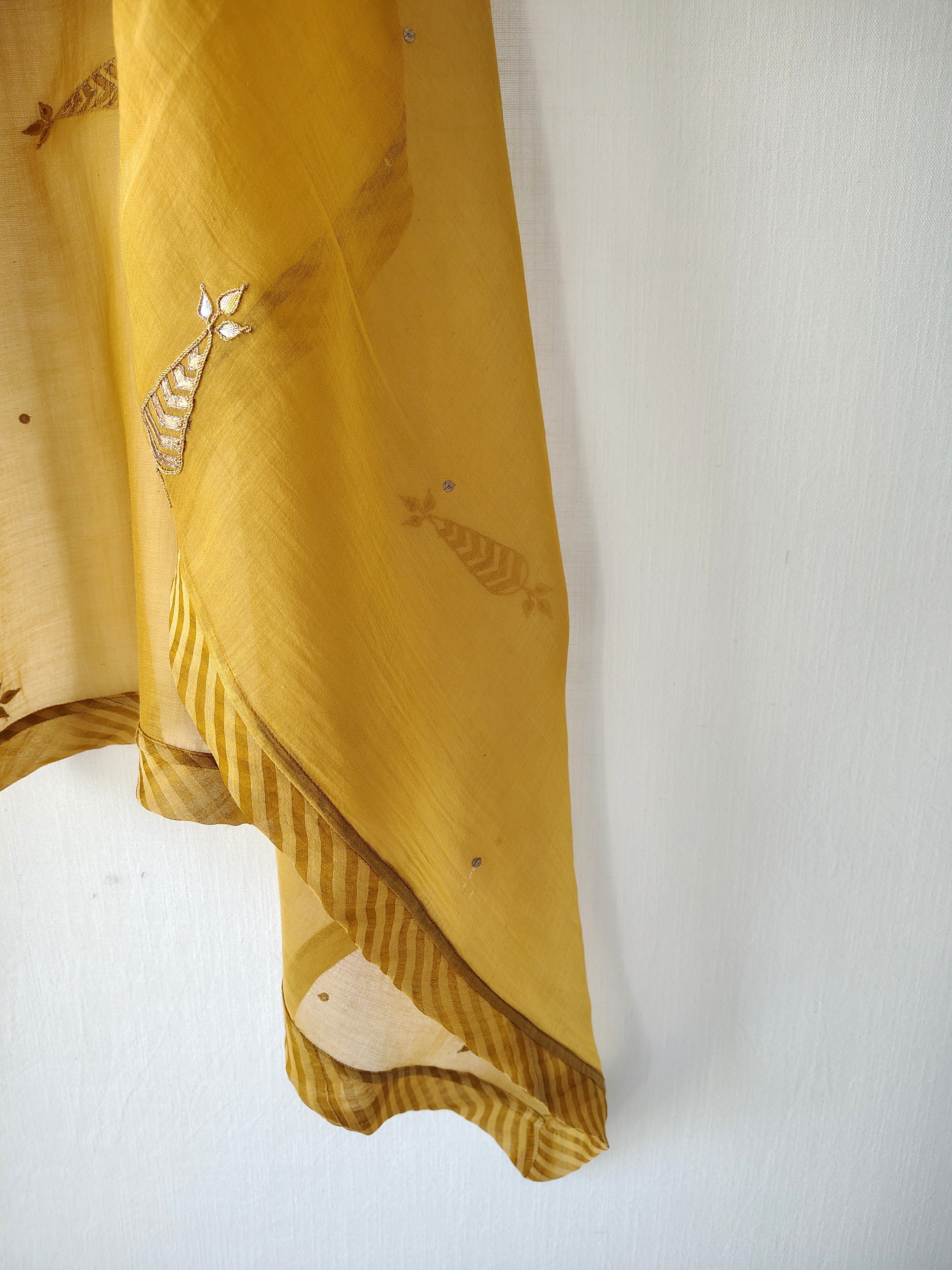 Mustard Gota-Patti Cotton Silk Festive Dupatta