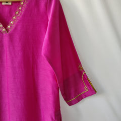 Pink Gota Patti Hand Embroidered Kurta & Pant Set