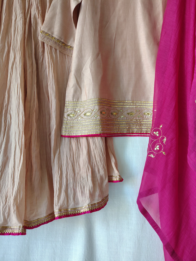 Light Pink Hand Embroidered Gota Patti Sharara Set