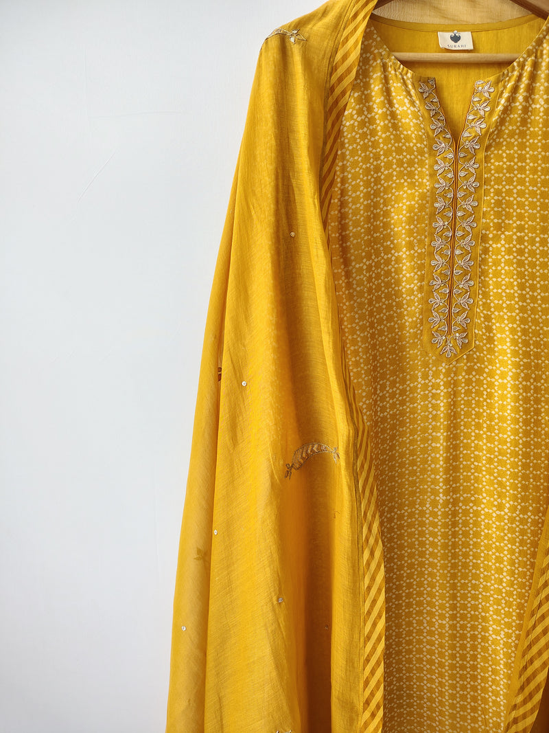 Mustard Gota Patti Hand Embroidered Suit with Dupatta