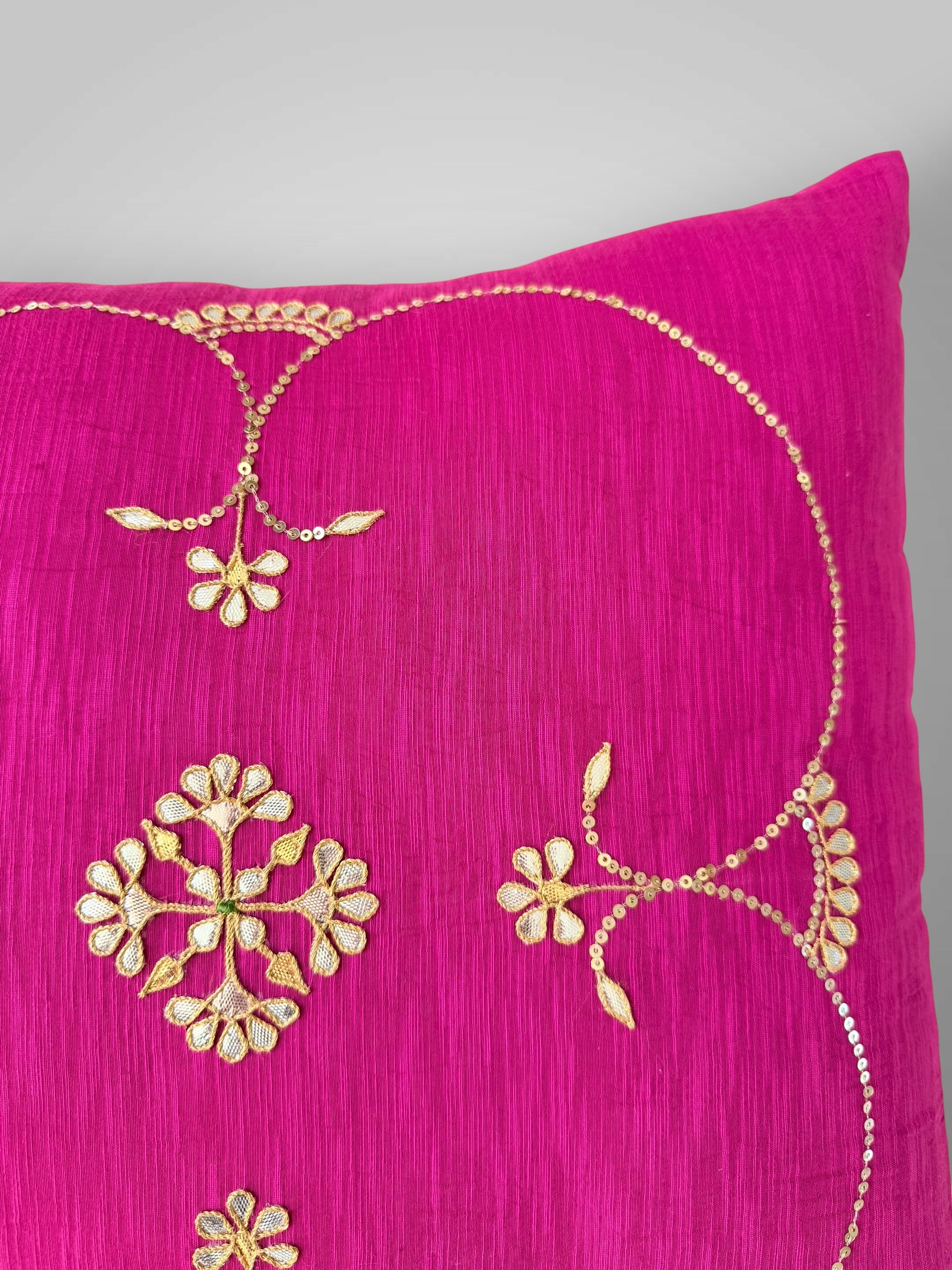 Fuschia Gotapatti Cushion Cover