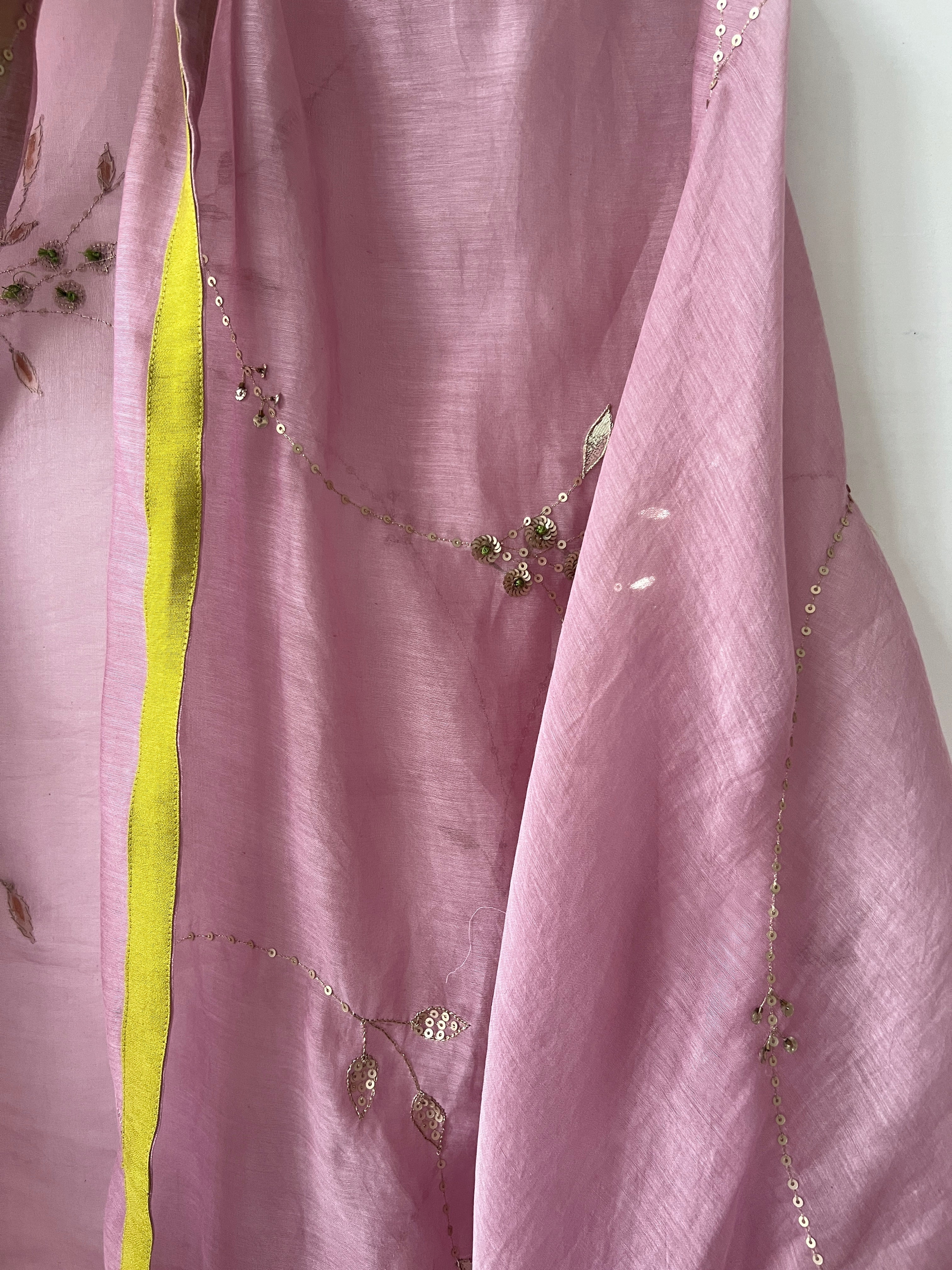 Lavender & Mustard Dandelion Bel Dupatta