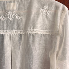 Natural White Hand Embroidered Floral Sheer Shirt