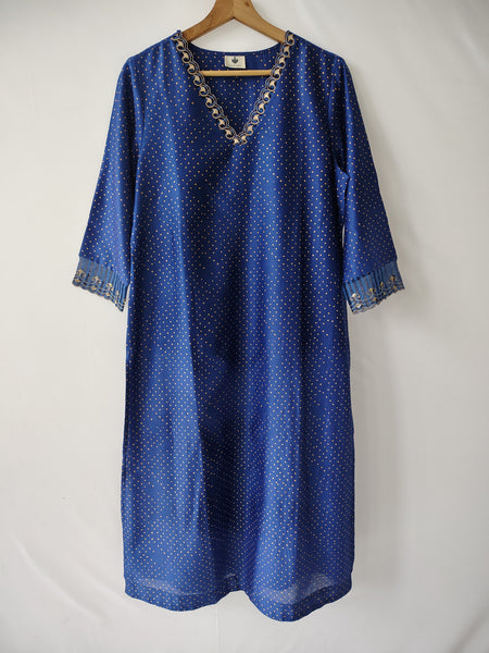 Blue Gota Patti Hand Embroidered Kurta & Pant Set