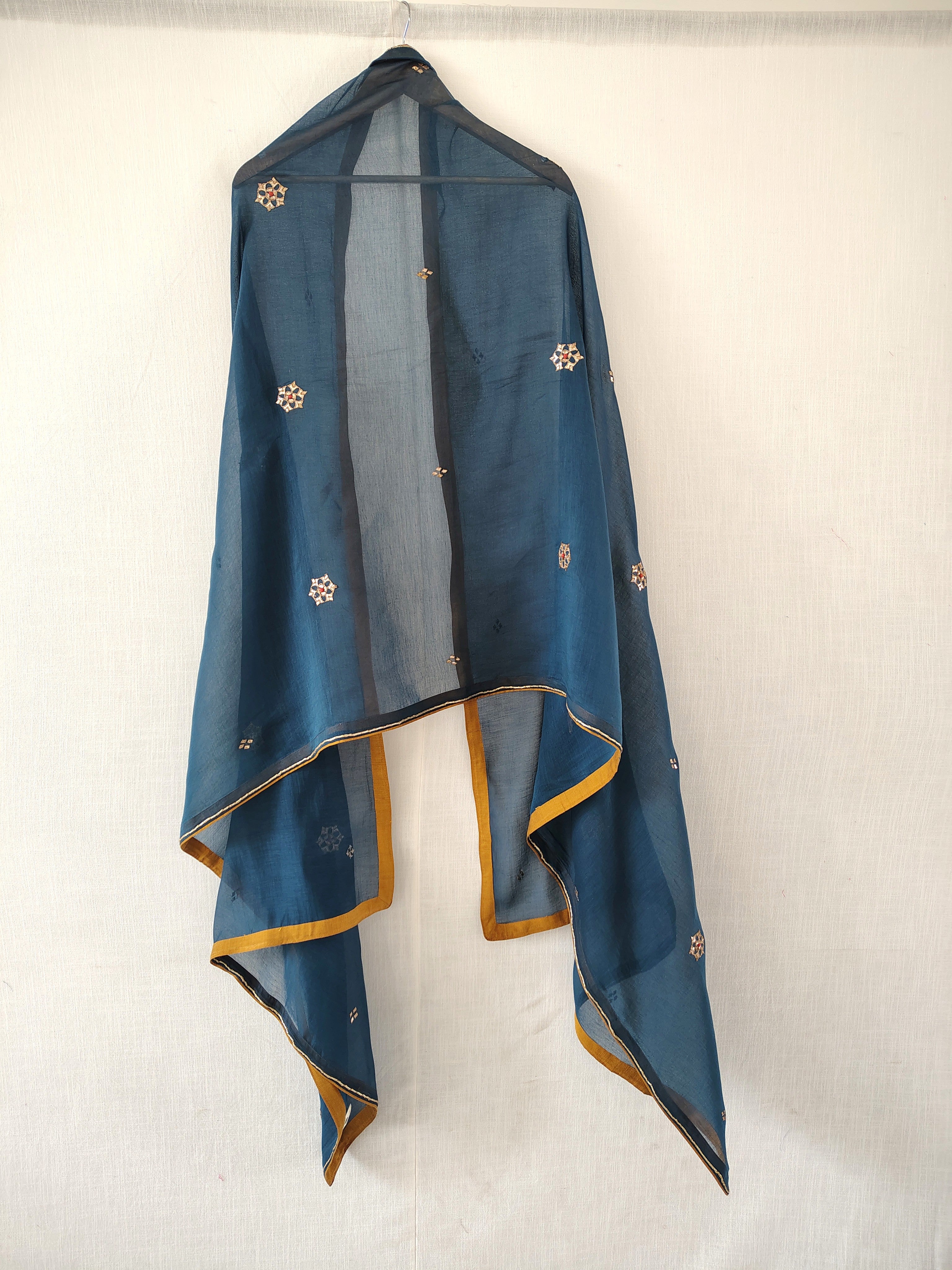 Blue Floral Gota Patti Embroidered Festive Dupatta