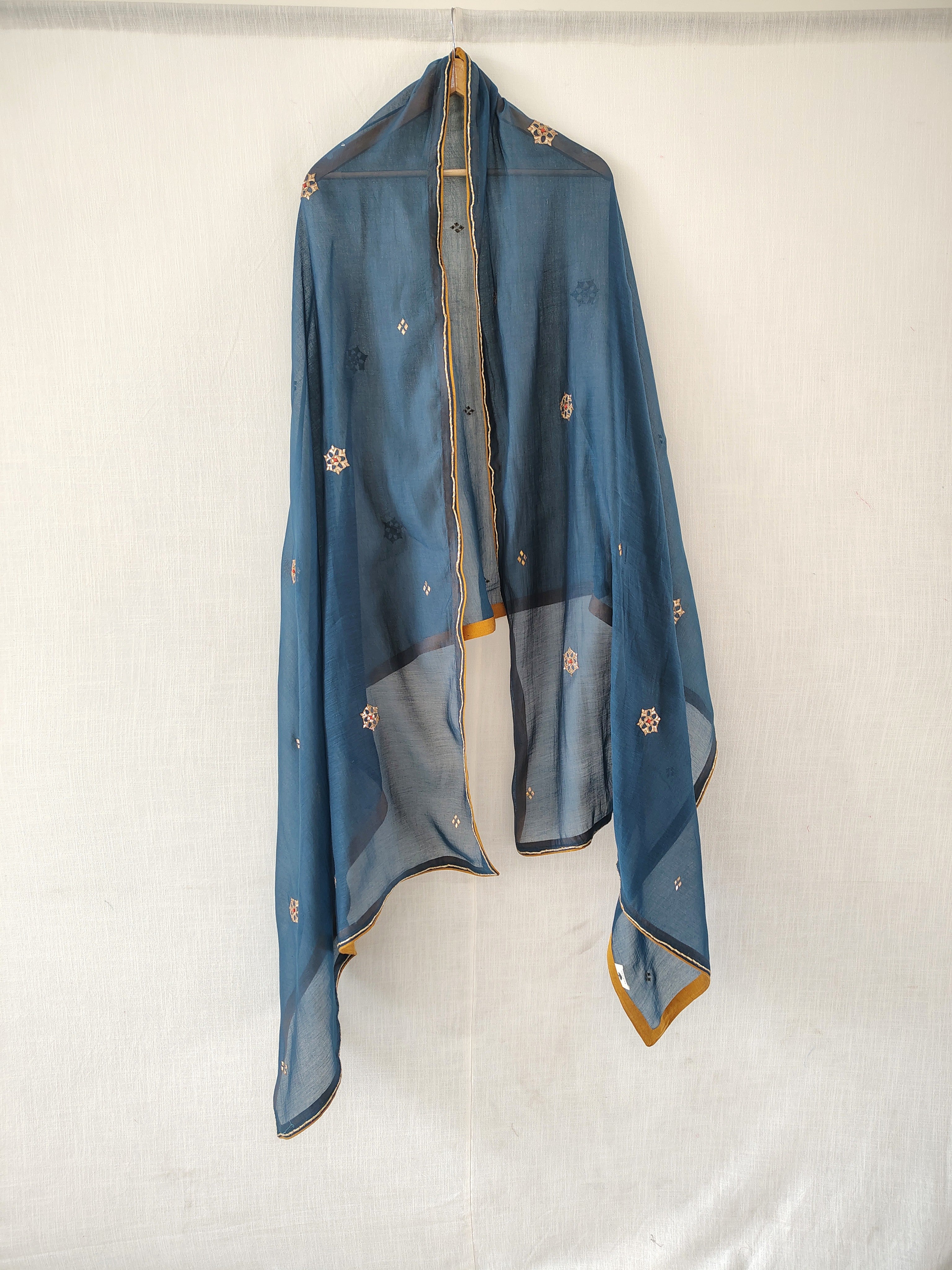 Blue Floral Gota Patti Embroidered Festive Dupatta