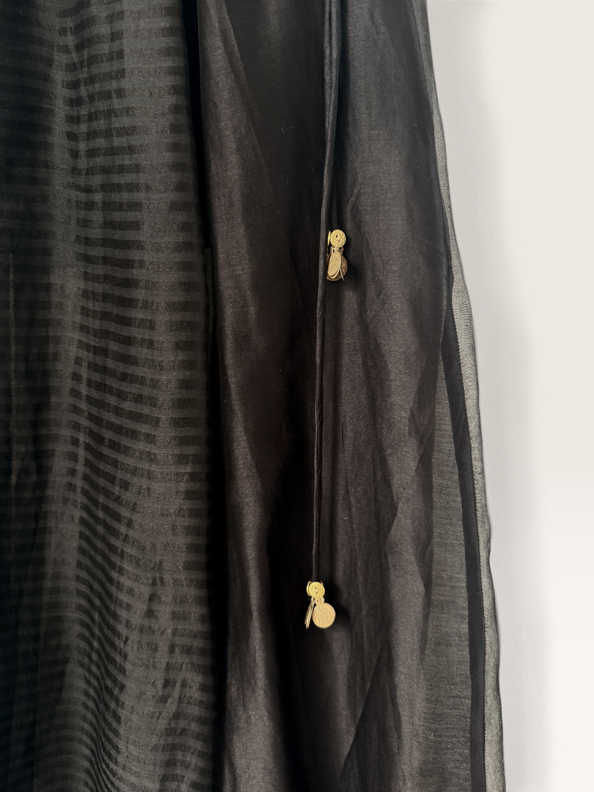 Black sheer panelled skirt and peplum belt