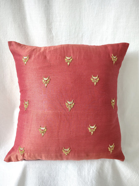 Rust Gota Patti Hand Embroidery Cotton Silk Cushion Covers