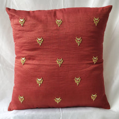 Rust Gota Patti Hand Embroidery Cotton Silk Cushion Covers