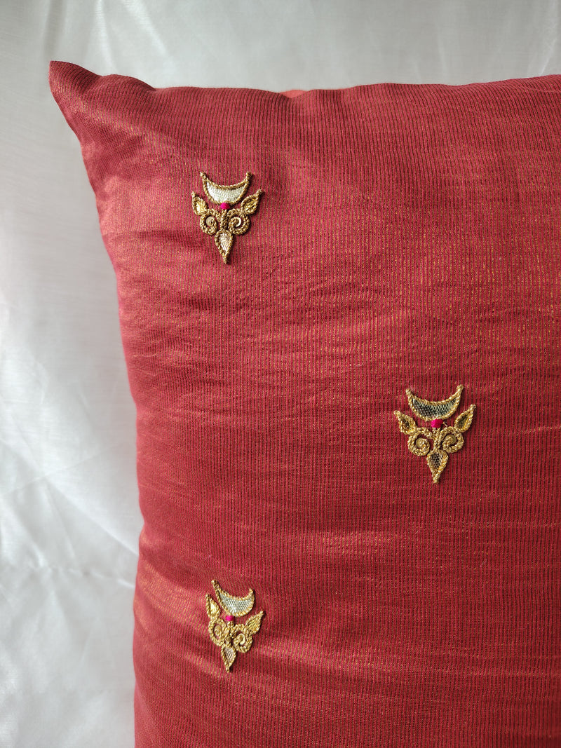 Rust Gota Patti Hand Embroidery Cotton Silk Cushion Covers