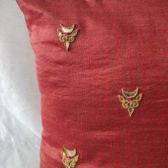 Rust Gota Patti Hand Embroidery Cotton Silk Cushion Covers