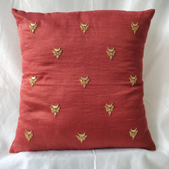 Rust Gota Patti Hand Embroidery Cotton Silk Cushion Covers