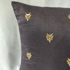 Gold Brown Gota Patti Hand Embroidery Cotton Silk Cushion Covers