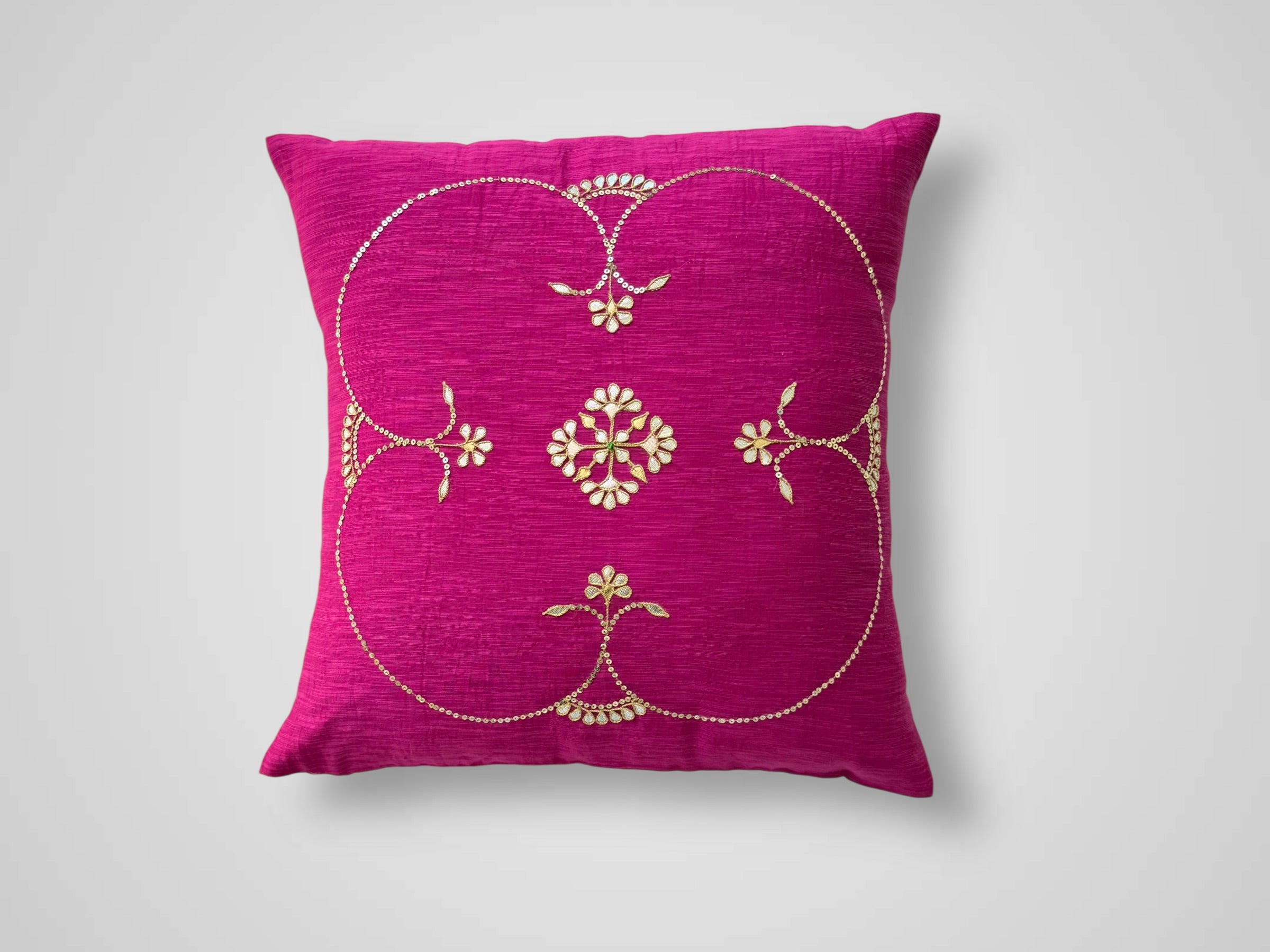 Fuschia Gotapatti Cushion Cover